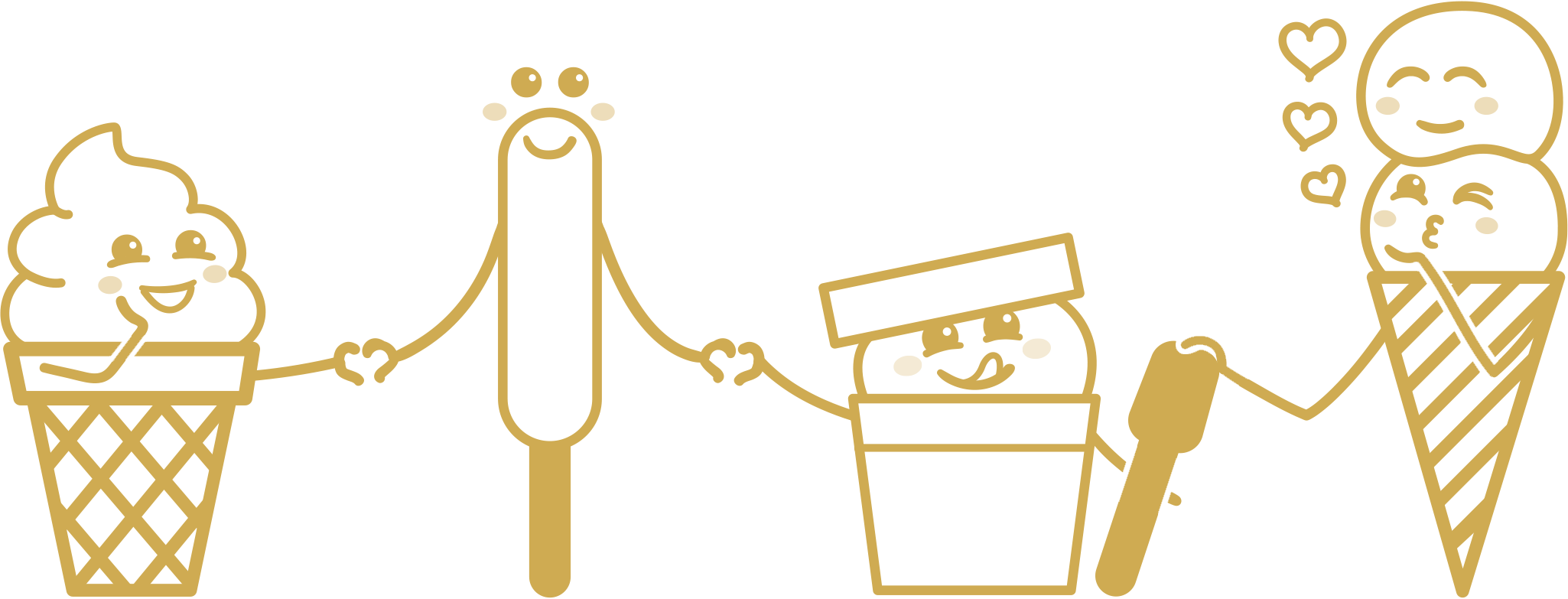 Grafik in Gold der eisspezerei - Eisfreunde Becher und Tüten